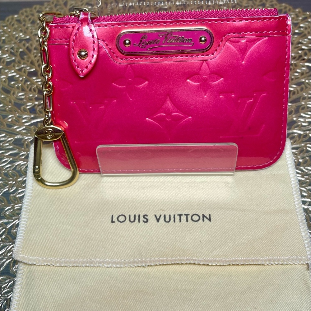 Louis Vuitton Hot Pink Vernis Key & Card Holder with Gold Hardware